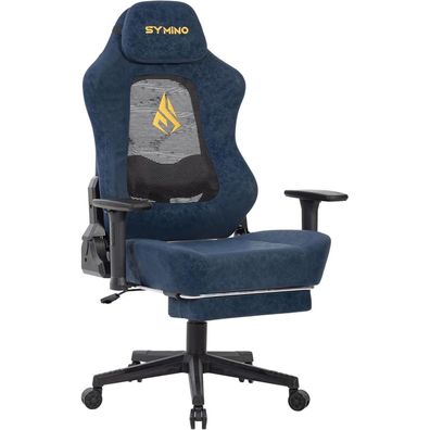 Symino Gaming Stuhl Racing Gamer Stuhl Lendenwirbelstütze Fußstütze Vintage PU