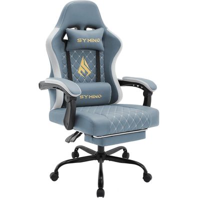 Symino Gaming Stuhl Racing Gamer Sessel Lendenwirbelstütze Fußstütze Vintage