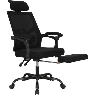 Ergonomischer Mesh Bürostuhl mit Fußstütze Kopfstütze