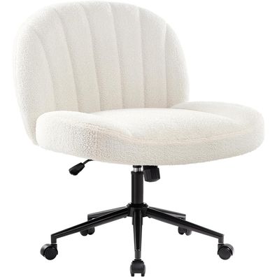 Bürostuhl ohne Armlehnen, Ergonomischer Drehstuhl mit Rollen und Stoffpolsterung