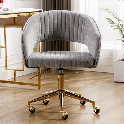 Verstellbarer Bürostuhl aus Chenille Grau Ergonomischer Computerstuhl