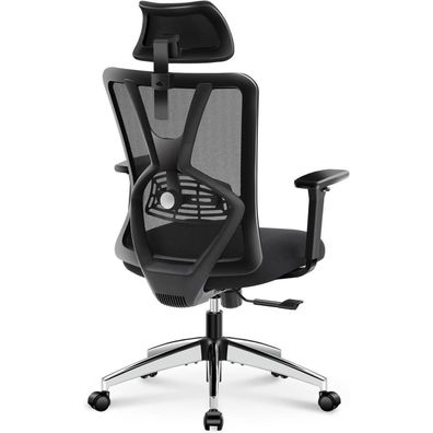 Bürostuhl Ergonomisch mit Verstellbarer Lendenwirbelstütze & Kopfstütze