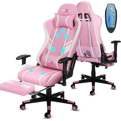 Gaming Stuhl mit 7-Punkt Massage Fußstütze Ergonomisch 180KG Bürostuhl