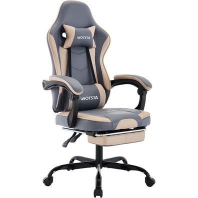 Gaming Chair Bürostuhl Ergonomischer Computerstuhl mit Fußstütze und Kissen
