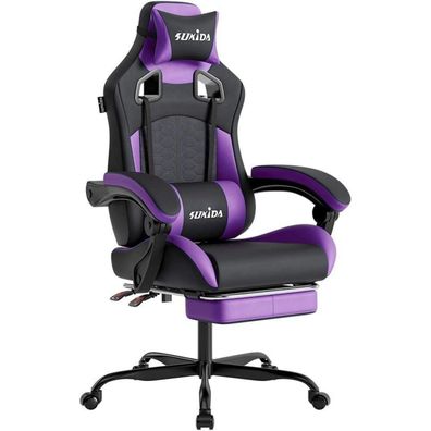 Ergonomischer Gaming Stuhl mit Fußstütze Lila 150 kg Gaming Chair