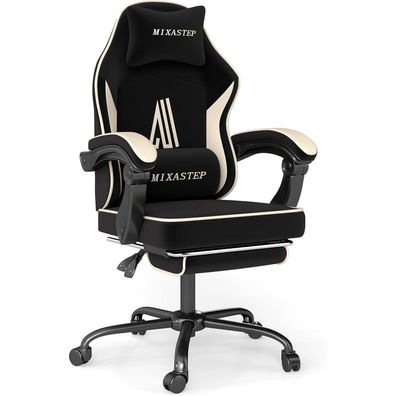 Nsmazxo Gaming Stuhl Fußstütze Kopfstütze Lendenkissen 130kg Ergonomisch