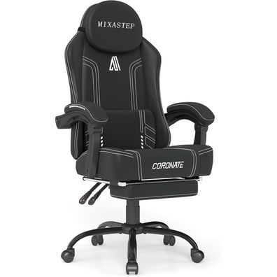 Ergonomischer Gaming Stuhl mit Verstellbarer Rückenlehne in Weiß - Bürostuhl