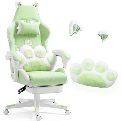 Cute Gaming Stuhl mit Katzenpfoten-Lendenkissen und