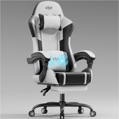 Gaming Stuhl Massagefunktion Ergonomischer Racer Sessel Fußstütze