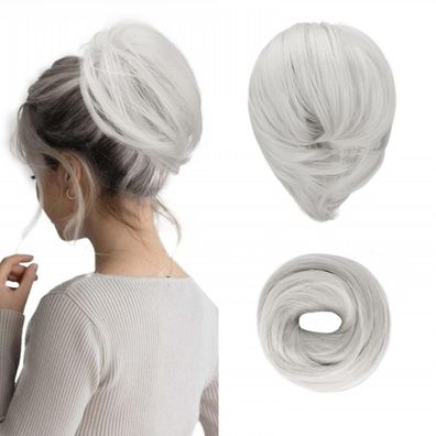 Haarteil Hair Extensions Pferdeschwanz Verlängerung Synthetik 20cm Grau