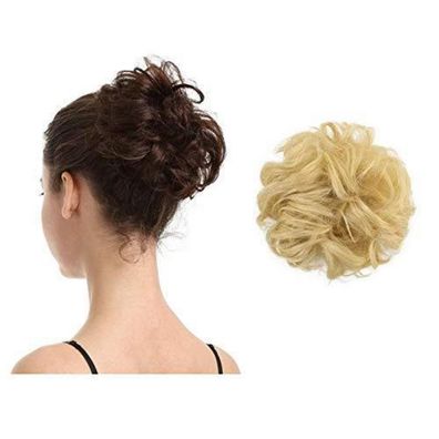 Echthaar Haarteil Haargummi Hochsteckfrisur Gelockt 613# Mädchen