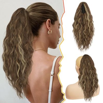 Barsdar Klauen Clip Pferdeschwanz 45cm Lockige Wellige Haarverlängerung