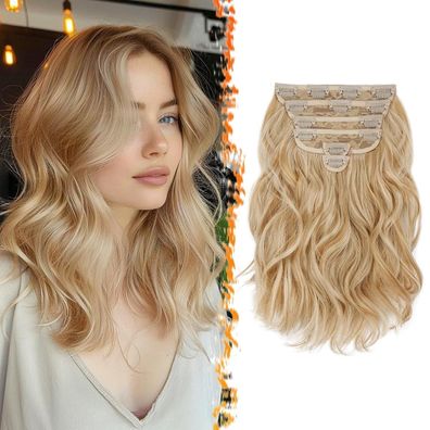 Barsdar Clip in Extensions 30cm Blond Haarverlängerungen 6PCs Vollkopf Dick
