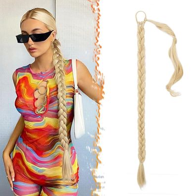 Braid Extensions Pferdeschwanz Haarteil Haargummi 76cm Blond Zopf Hair Extension