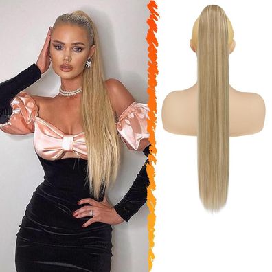 Glattes Blond Pferdeschwanz Verlängerung 66CM Synthetik Clip Zopf Haarteil