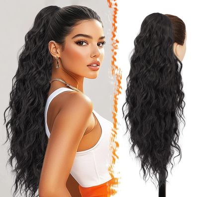 Barsdar Ponytail Extension Schwarz Braun 66cm Lang Lockige Pferdeschwanz