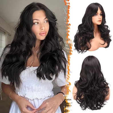 Braune Lange Perücke 66cm mit Layered Pony Wellen für Frauen Cosplay Party
