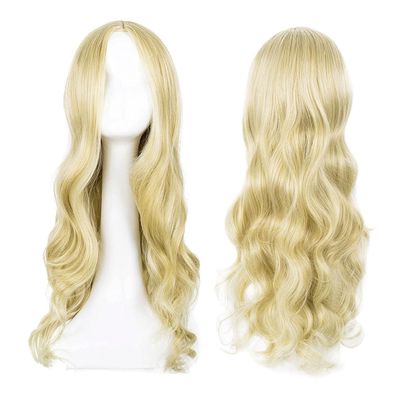 Lange Lockige Hellblond Perücke Damen Mädchen 27’’ volles Haar Gewellt