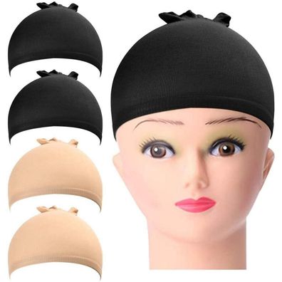 URAQT Perücke Kappen Nylon Haarnetz Schwarz und Nackt Beige (4