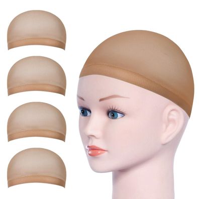 Dehnbare Nylon Haarnetz Perücke Kappen 4 Stück Nackt Beige URAQT