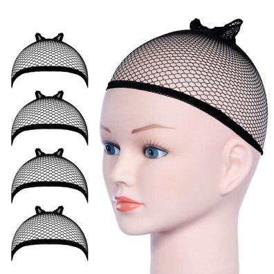 4er Pack Schwarz Mesh Perücke Kappen Nylon Haarnetz Wig Cap Beige Naked EAN