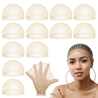 Dreamlover Haarnetz Perückennetz Transparent Perückenkappe Beige 12 Stücke