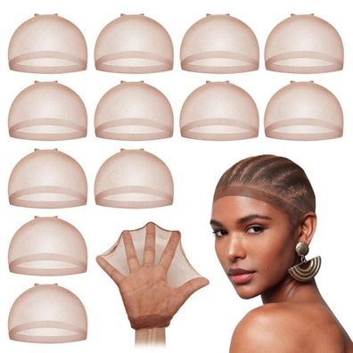 Dreamlover 12 Stücke Transparente Perückennetz HD Wig Caps in Dunkelbraun