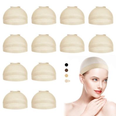 Dreamlover Hautfarben Wig Cap Haarnetz für Perücken 12 Stücke