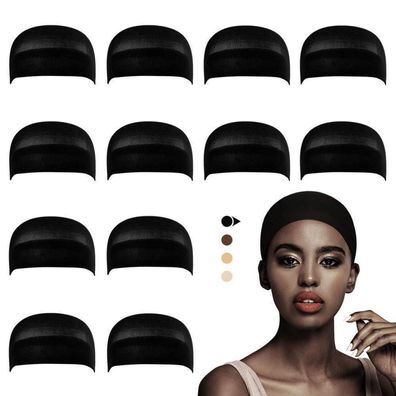 Schwarzes Haarnetz für Perücken 12er Set Wig Cap Lace Wigs