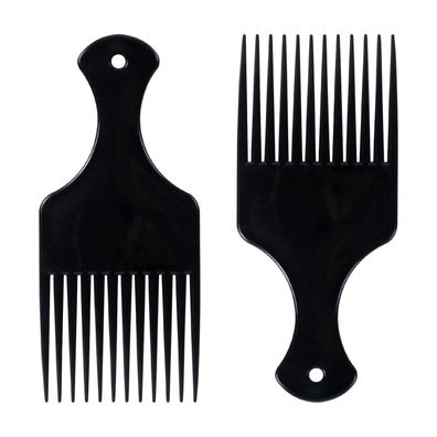 2er Pack Afro Lockenkamm breite Zahn Haar Pick Kamm Styling Werkzeug Schwarz