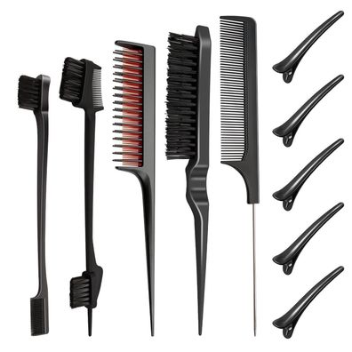 Scettar 5 Stück Sleek Bun Bürste Set mit 5 Clips für Sleek Zopf, Styling Kamm