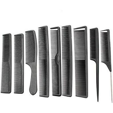 Carbon Fiber Friseur Kamm-Set Schwarz 367g 9tlg Neu