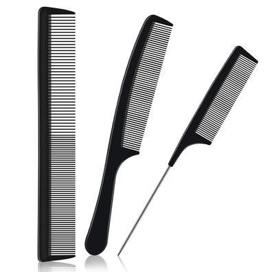 Professionelles Haarkamm Set 3-teilig Carbon Antistatisch - Friseur Barbier Kamm