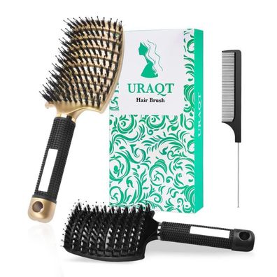 Profi Wildschweinborsten Haarbürste ohne Ziepen Locken Haarstyling Bürste