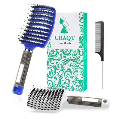 Professionelle URAQT Haarbürste ohne Ziepen + Wildschweinborsten, Haarstyling