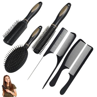 Haarbürsten-Set 7-teilig Massage Flexible Haarbürste für Frauen Männer Kinder