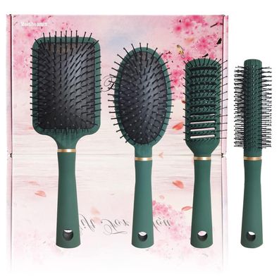 4-teiliges Haarbürsten-Set für Damen und Kinder, flexible weiche Nadelborsten