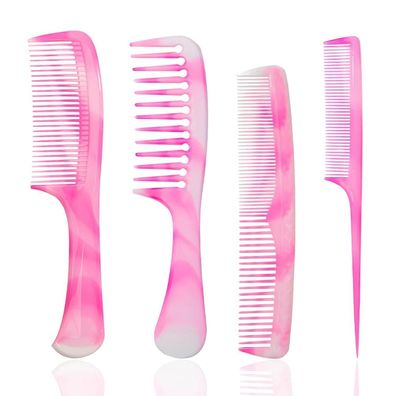 Nayyana 4 Stück rosa Haarkamm breite feine Zähnen Rattenschwanz Doppelkamm