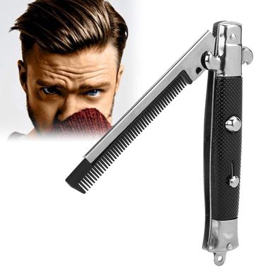 Switchblade Taschenkamm Klappmesser automatisch Herren Haar Bart Styling
