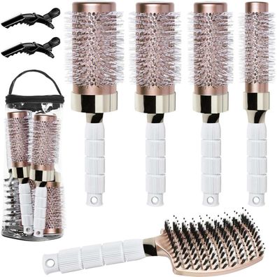 Haar-Rundbürste Set Föhnen Glattes Haarstyling Ion Keramik Wildschweinborsten