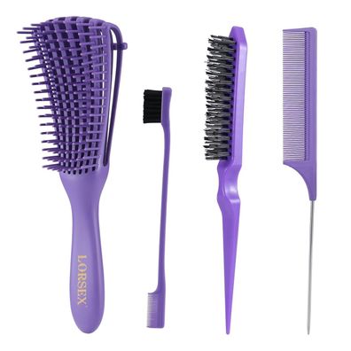 Haarbürste Entwirrbürste Afro Naturhaar 3a-4c Lockiges Haar 4tlg Set