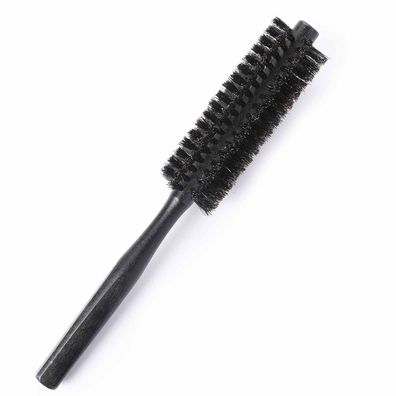 Wildschweinborsten Mini Rundbürste 3,2cm Schwarz Holzgriff Lockenbürste
