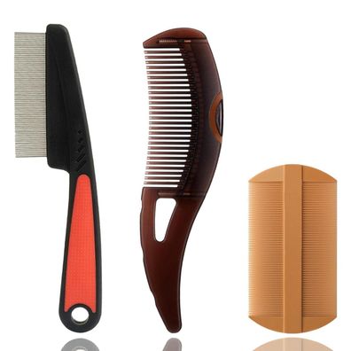 WhaleO Schuppenkamm Set Edelstahl Läusekamm Silikongriff Dandruff Comb