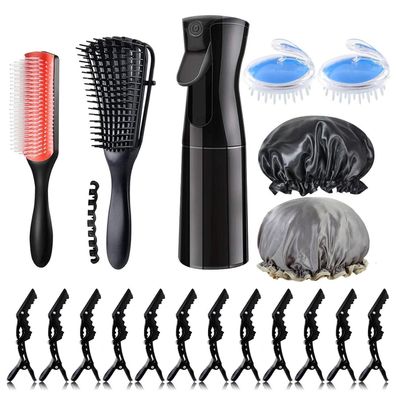 Haarbürsten Set Sleek Look Kopfhaut Massage Sprühflasche Abteilklammern