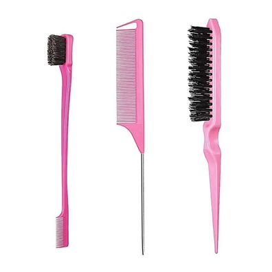 3-teiliger Friseur Kamm Set Haarkamm Borsten Haarschnitt Haarbürste Rosa