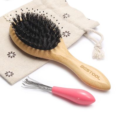 Bestool Kleine Reise Haarbürste für Damen Herren Kinder Wildschweinborsten