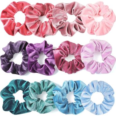 Haargummis Scrunchies Samt Damen Mädchen Haarband Pastellfarben 12 Stück