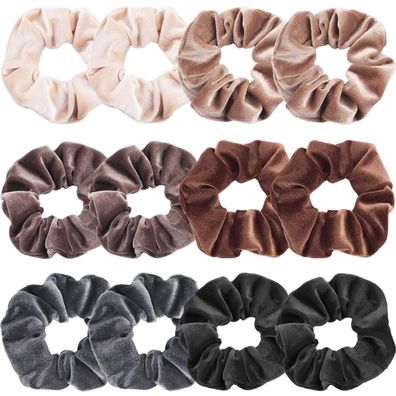 Haargummis Scrunchies Samt Damen Haarbänder 12 Stück neutr. Farben