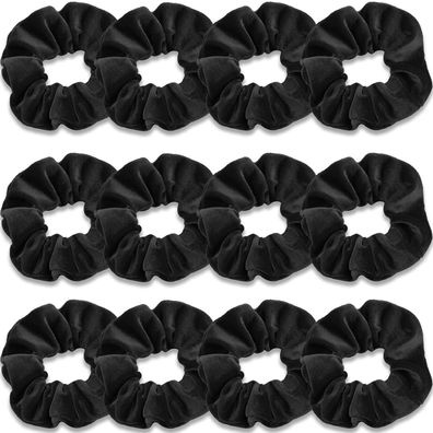 Haargummis Scrunchies Samt Damen Haarbänder Schwarz 12 Stück
