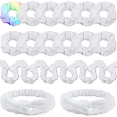 Venuste Weiße Haargummis Scrunchies für Batik DIY Baumwollschleife Stirnbänder